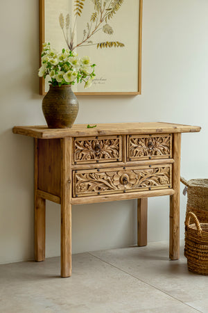 Tom Rustic Elm Console Table - 110cm