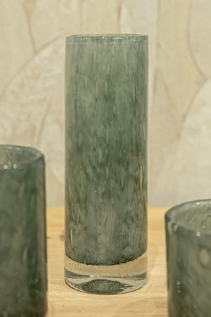 Cylindrical Votive - Old Green - 7cm x 12cm