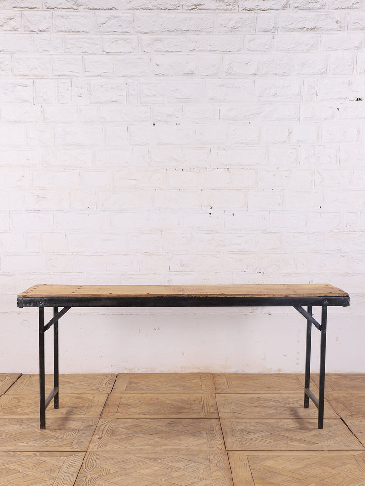 Iron and Wood Folding Console Table - 181cm