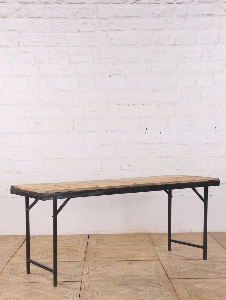 Iron and Wood Folding Console Table - 181cm